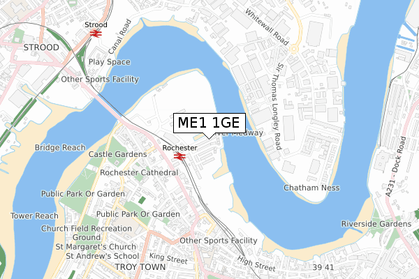 ME1 1GE map - small scale - OS Open Zoomstack (Ordnance Survey) ME1 1GE map - small scale - OS Open Zoomstack (Ordnance Survey)