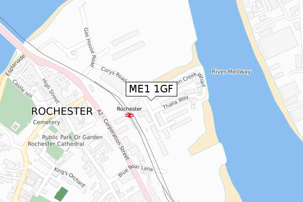 ME1 1GF map - large scale - OS Open Zoomstack (Ordnance Survey)