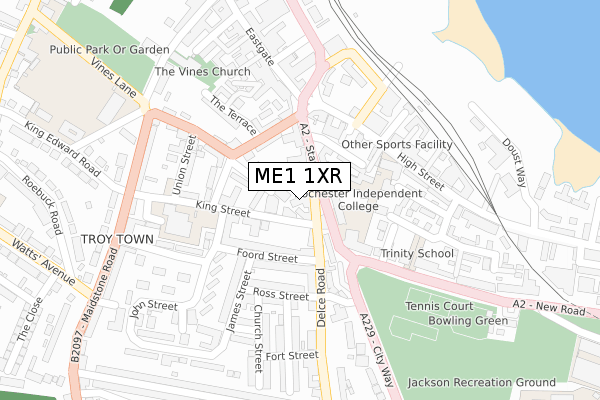 ME1 1XR map - large scale - OS Open Zoomstack (Ordnance Survey)