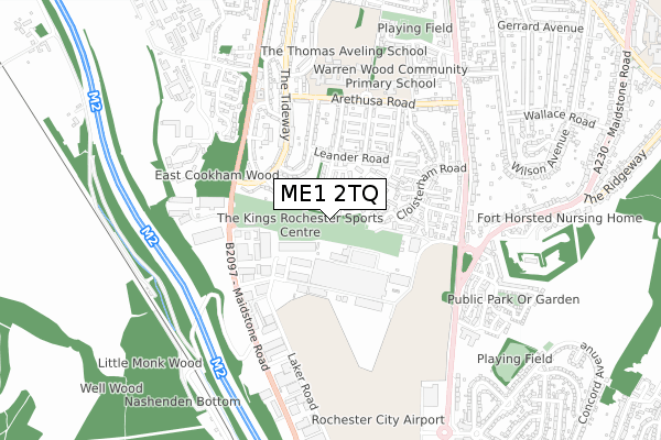 ME1 2TQ map - small scale - OS Open Zoomstack (Ordnance Survey)