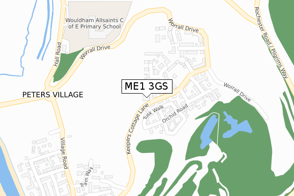 ME1 3GS map - large scale - OS Open Zoomstack (Ordnance Survey)