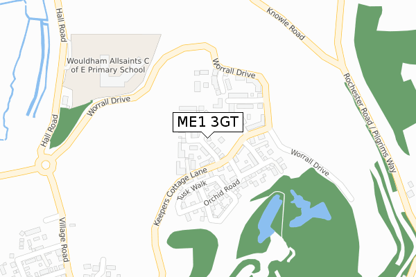 ME1 3GT map - large scale - OS Open Zoomstack (Ordnance Survey)