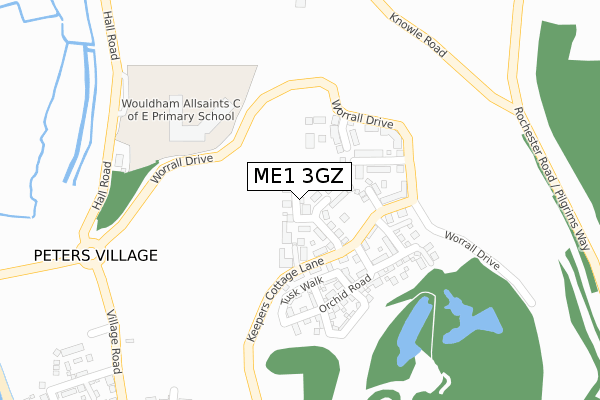 ME1 3GZ map - large scale - OS Open Zoomstack (Ordnance Survey)