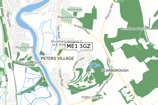ME1 3GZ map - small scale - OS Open Zoomstack (Ordnance Survey)
