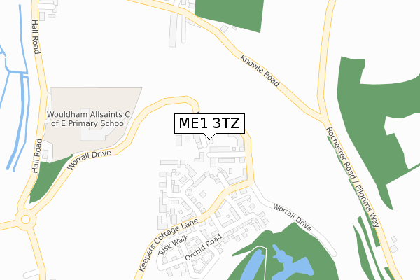 ME1 3TZ map - large scale - OS Open Zoomstack (Ordnance Survey)