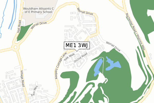 ME1 3WJ map - large scale - OS Open Zoomstack (Ordnance Survey)