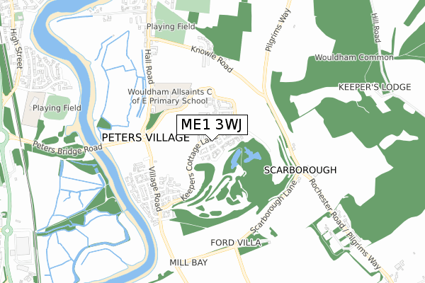 ME1 3WJ map - small scale - OS Open Zoomstack (Ordnance Survey)