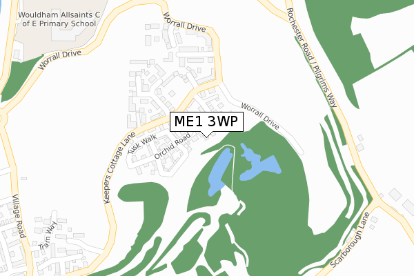 ME1 3WP map - large scale - OS Open Zoomstack (Ordnance Survey)
