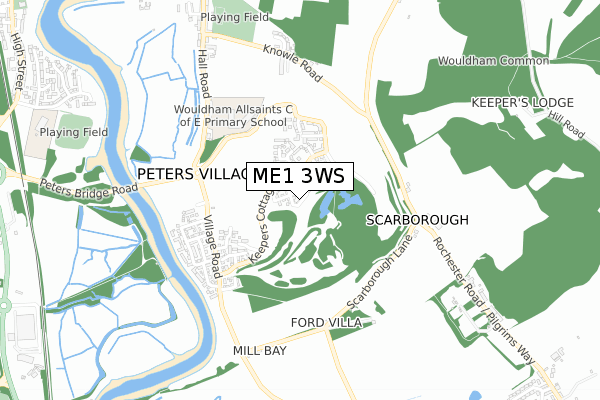 ME1 3WS map - small scale - OS Open Zoomstack (Ordnance Survey)
