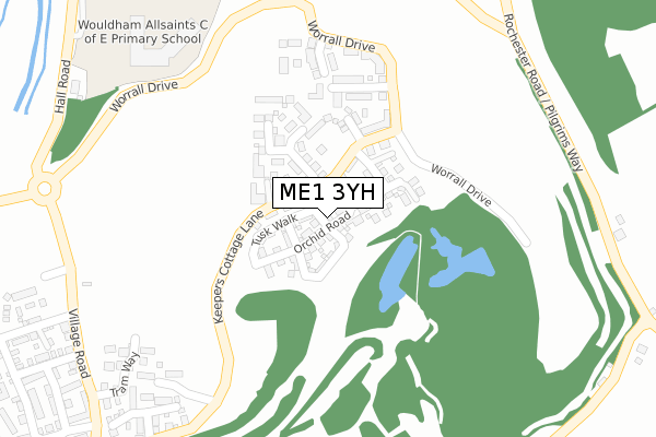 ME1 3YH map - large scale - OS Open Zoomstack (Ordnance Survey)