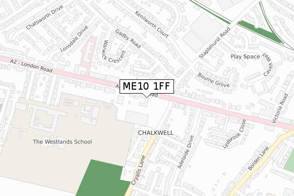 ME10 1FF map - large scale - OS Open Zoomstack (Ordnance Survey)