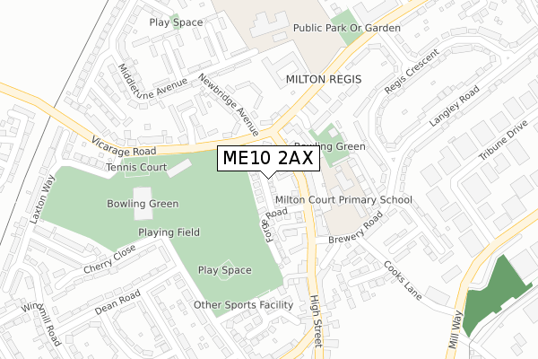 ME10 2AX map - large scale - OS Open Zoomstack (Ordnance Survey)