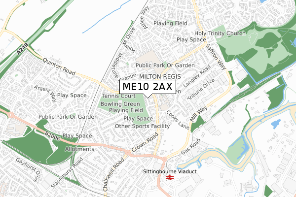 ME10 2AX map - small scale - OS Open Zoomstack (Ordnance Survey)