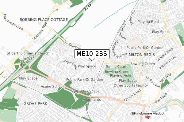 ME10 2BS map - small scale - OS Open Zoomstack (Ordnance Survey)