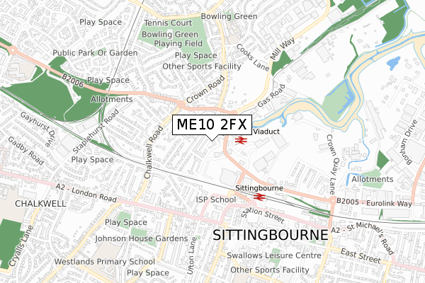 ME10 2FX map - small scale - OS Open Zoomstack (Ordnance Survey)