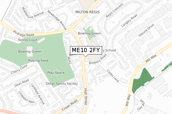 ME10 2FY map - large scale - OS Open Zoomstack (Ordnance Survey)