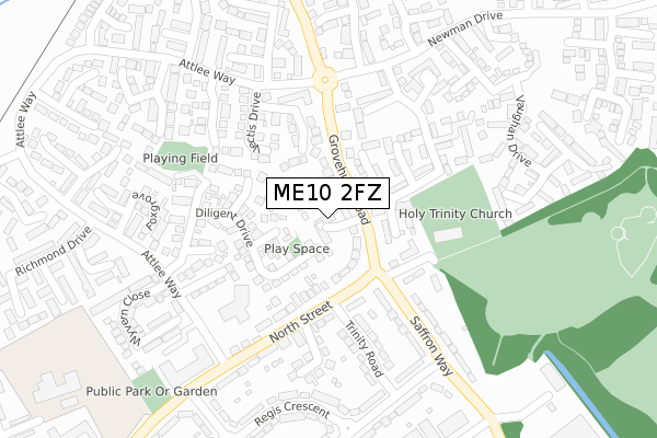 ME10 2FZ map - large scale - OS Open Zoomstack (Ordnance Survey)