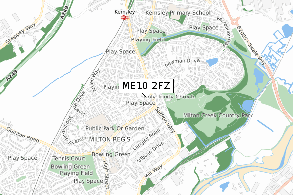 ME10 2FZ map - small scale - OS Open Zoomstack (Ordnance Survey)