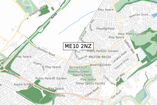 ME10 2NZ map - small scale - OS Open Zoomstack (Ordnance Survey)