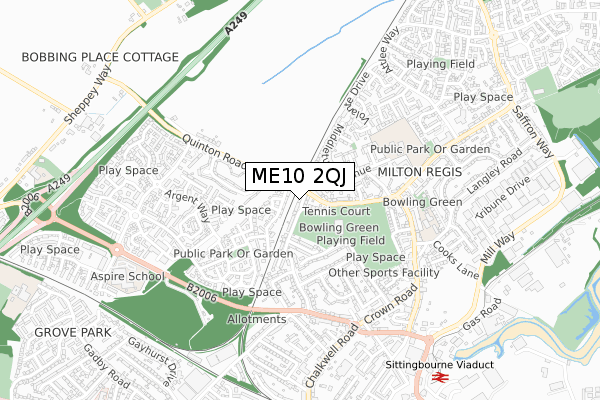 ME10 2QJ map - small scale - OS Open Zoomstack (Ordnance Survey)