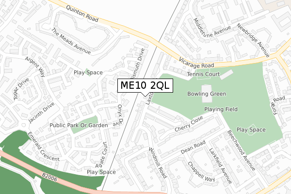 ME10 2QL map - large scale - OS Open Zoomstack (Ordnance Survey)