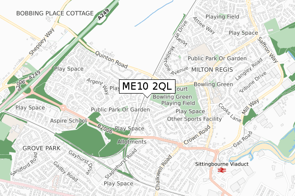 ME10 2QL map - small scale - OS Open Zoomstack (Ordnance Survey)