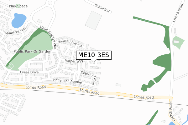ME10 3ES map - large scale - OS Open Zoomstack (Ordnance Survey)