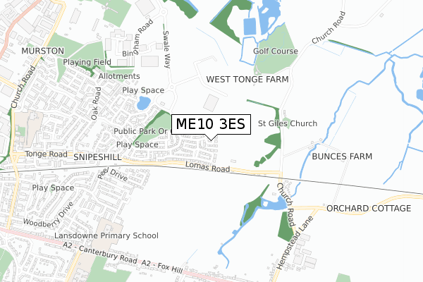 ME10 3ES map - small scale - OS Open Zoomstack (Ordnance Survey)