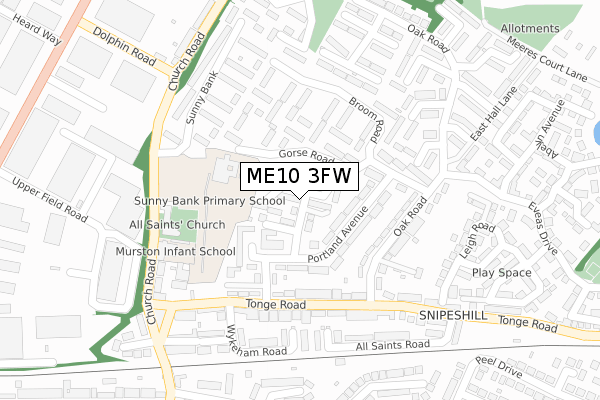 ME10 3FW map - large scale - OS Open Zoomstack (Ordnance Survey)