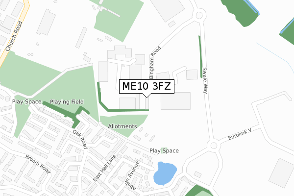 ME10 3FZ map - large scale - OS Open Zoomstack (Ordnance Survey)