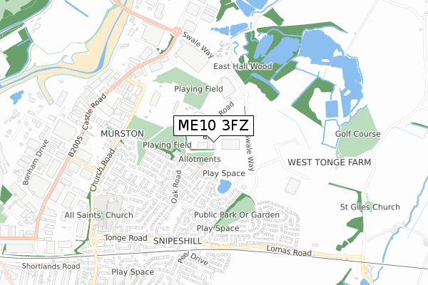 ME10 3FZ map - small scale - OS Open Zoomstack (Ordnance Survey)