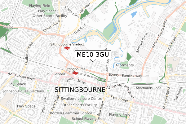 ME10 3GU map - small scale - OS Open Zoomstack (Ordnance Survey)