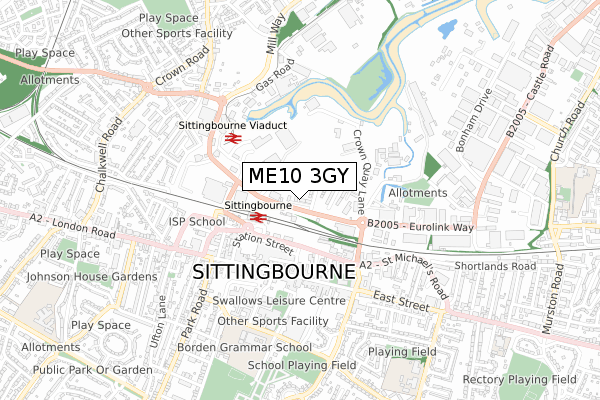 ME10 3GY map - small scale - OS Open Zoomstack (Ordnance Survey)