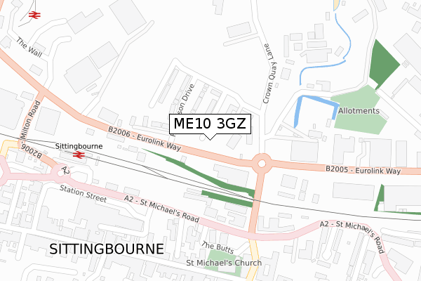ME10 3GZ map - large scale - OS Open Zoomstack (Ordnance Survey)