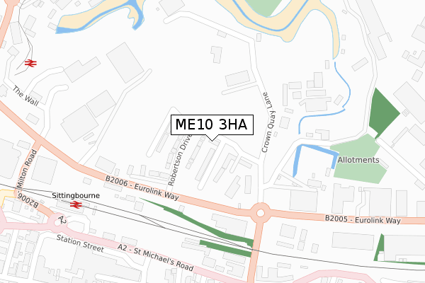 ME10 3HA map - large scale - OS Open Zoomstack (Ordnance Survey)