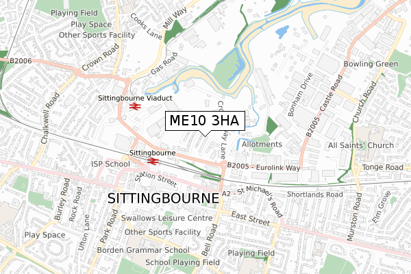 ME10 3HA map - small scale - OS Open Zoomstack (Ordnance Survey)