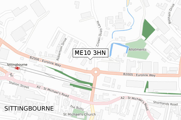 ME10 3HN map - large scale - OS Open Zoomstack (Ordnance Survey)