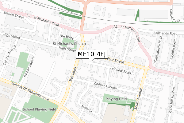 ME10 4FJ map - large scale - OS Open Zoomstack (Ordnance Survey)