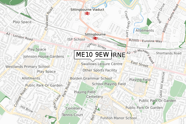 ME10 9EW map - small scale - OS Open Zoomstack (Ordnance Survey)