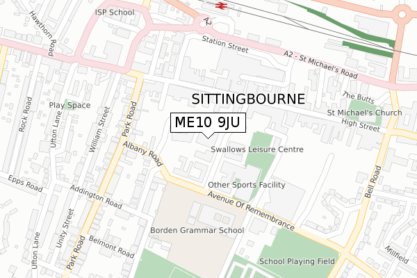 ME10 9JU map - large scale - OS Open Zoomstack (Ordnance Survey)