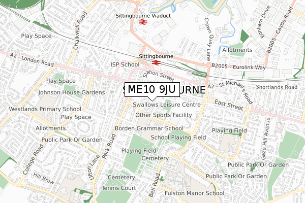 ME10 9JU map - small scale - OS Open Zoomstack (Ordnance Survey)