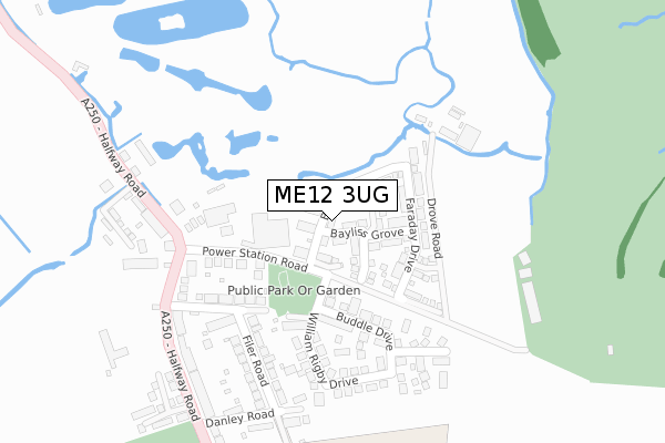 ME12 3UG map - large scale - OS Open Zoomstack (Ordnance Survey)