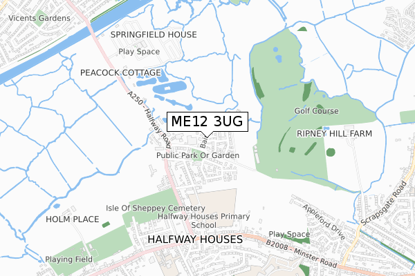 ME12 3UG map - small scale - OS Open Zoomstack (Ordnance Survey)