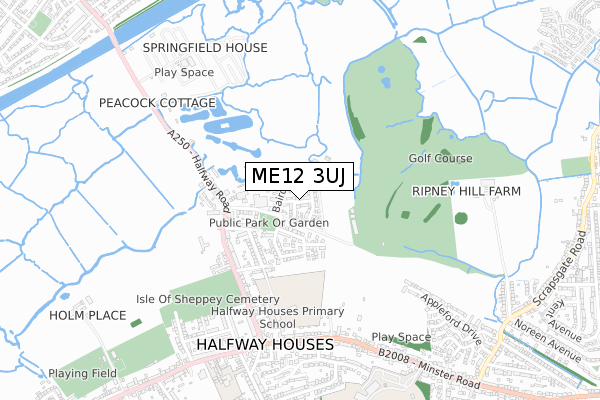 ME12 3UJ map - small scale - OS Open Zoomstack (Ordnance Survey)