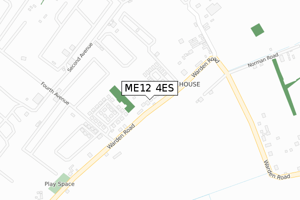ME12 4ES map - large scale - OS Open Zoomstack (Ordnance Survey)