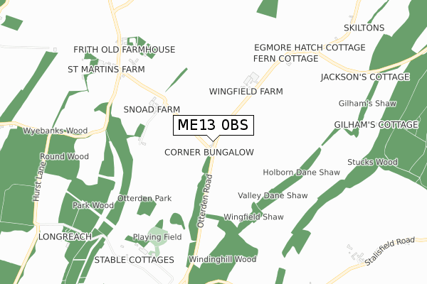 ME13 0BS map - small scale - OS Open Zoomstack (Ordnance Survey)
