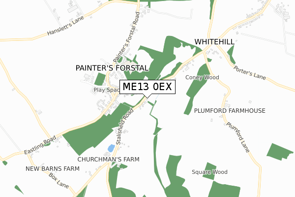 ME13 0EX map - small scale - OS Open Zoomstack (Ordnance Survey)