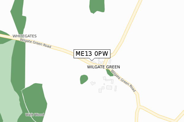 ME13 0PW map - large scale - OS Open Zoomstack (Ordnance Survey)