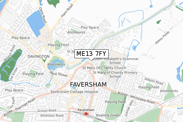 ME13 7FY map - small scale - OS Open Zoomstack (Ordnance Survey)