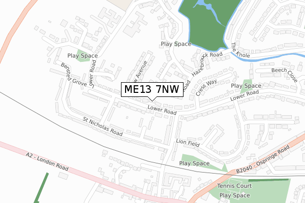 ME13 7NW map - large scale - OS Open Zoomstack (Ordnance Survey)